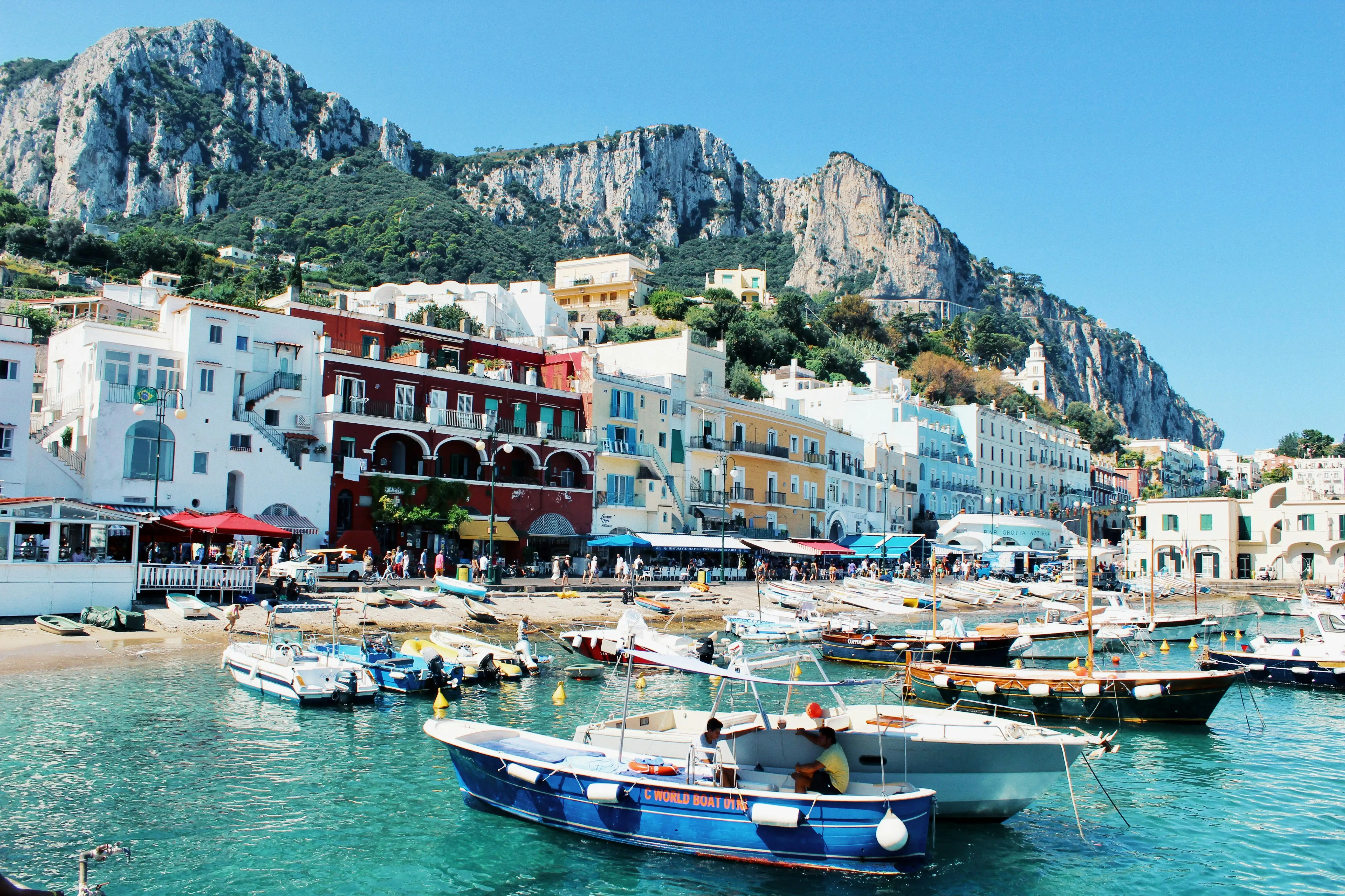 Pulling into the harbour at Capri, Naples, Italy